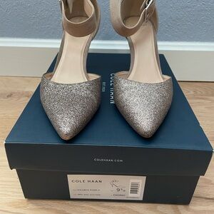 Cole Haan Glitter Heels with Ankle Strap